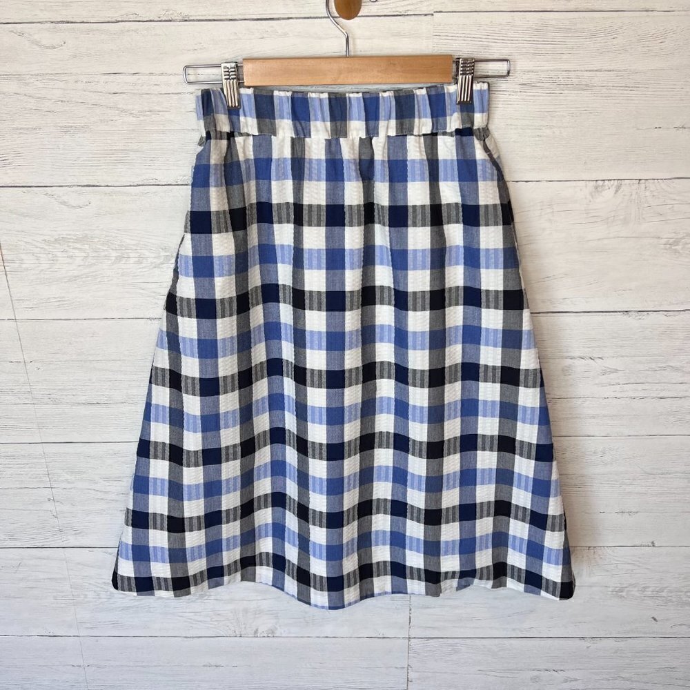 1901 Skirt Womens Size XS Blue Plaid A Line Preppy Academia Lined Knee Length